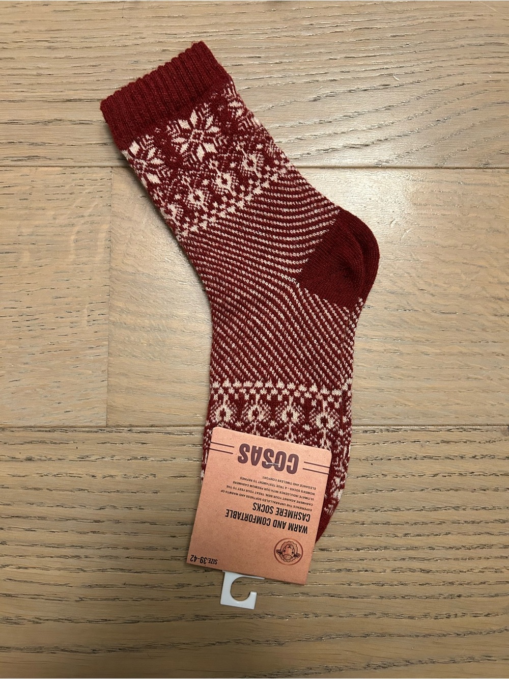 Cashmere blend Cozy Red Patterned Women’s Socks Size 39-42